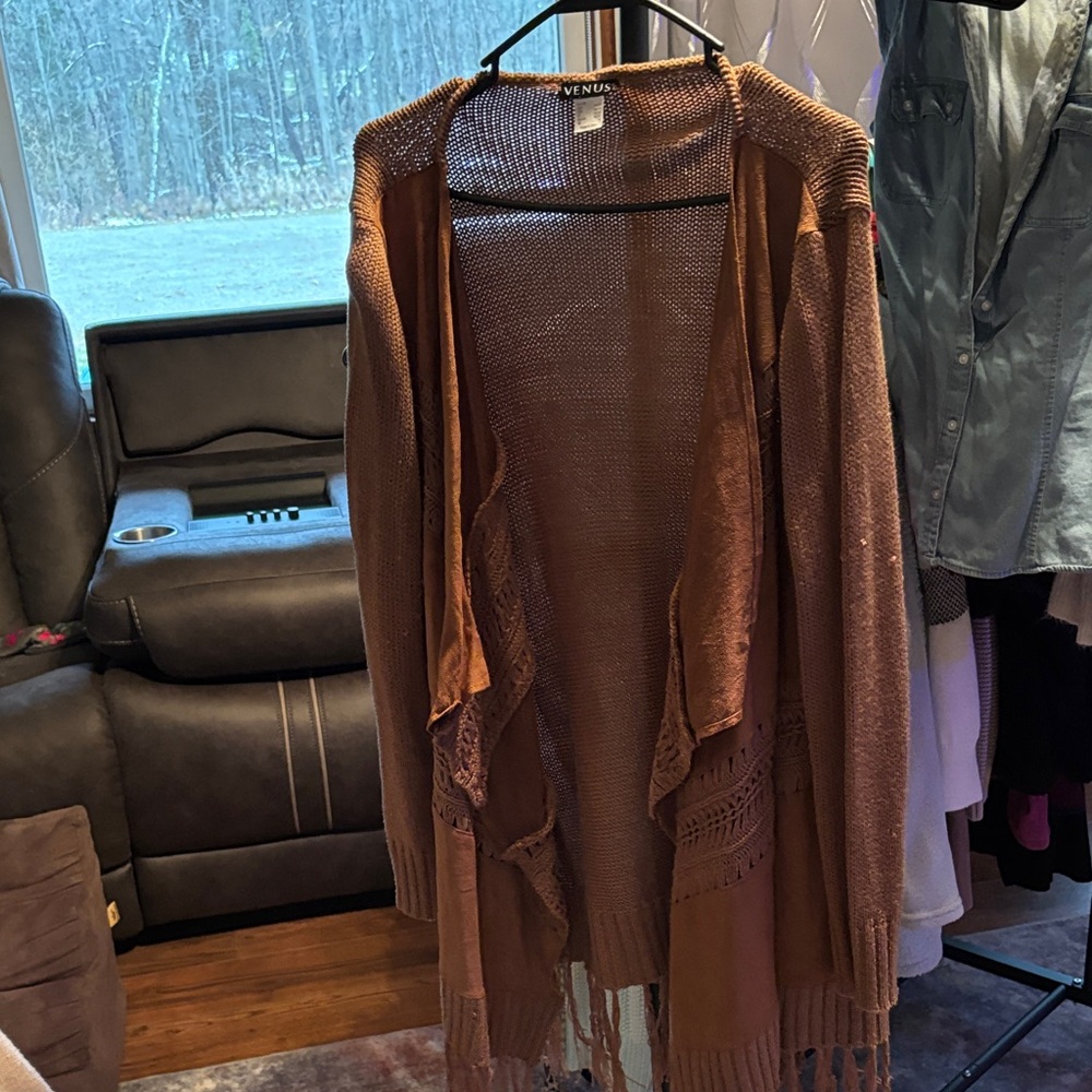 VENUS Tan Open-Front Cardigan